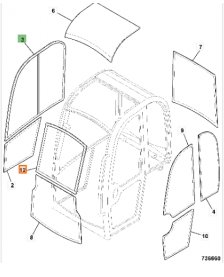 Szyba Przednia otwierana JCB 8014 8016 8018 8020