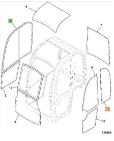 Szyba Boczna Lewa do JCB 3CX 4CX - 2002+ 827/80269