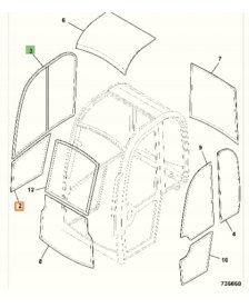 Szyba boczna prawa dolna do maszyn JCB 8014 8016 8018 8020