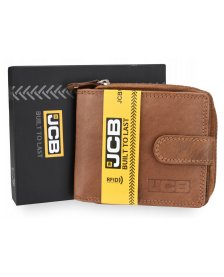 Portfel JCB - Brązowy - MĘSKI SKÓRZANY + PUDEŁKO SKÓRA